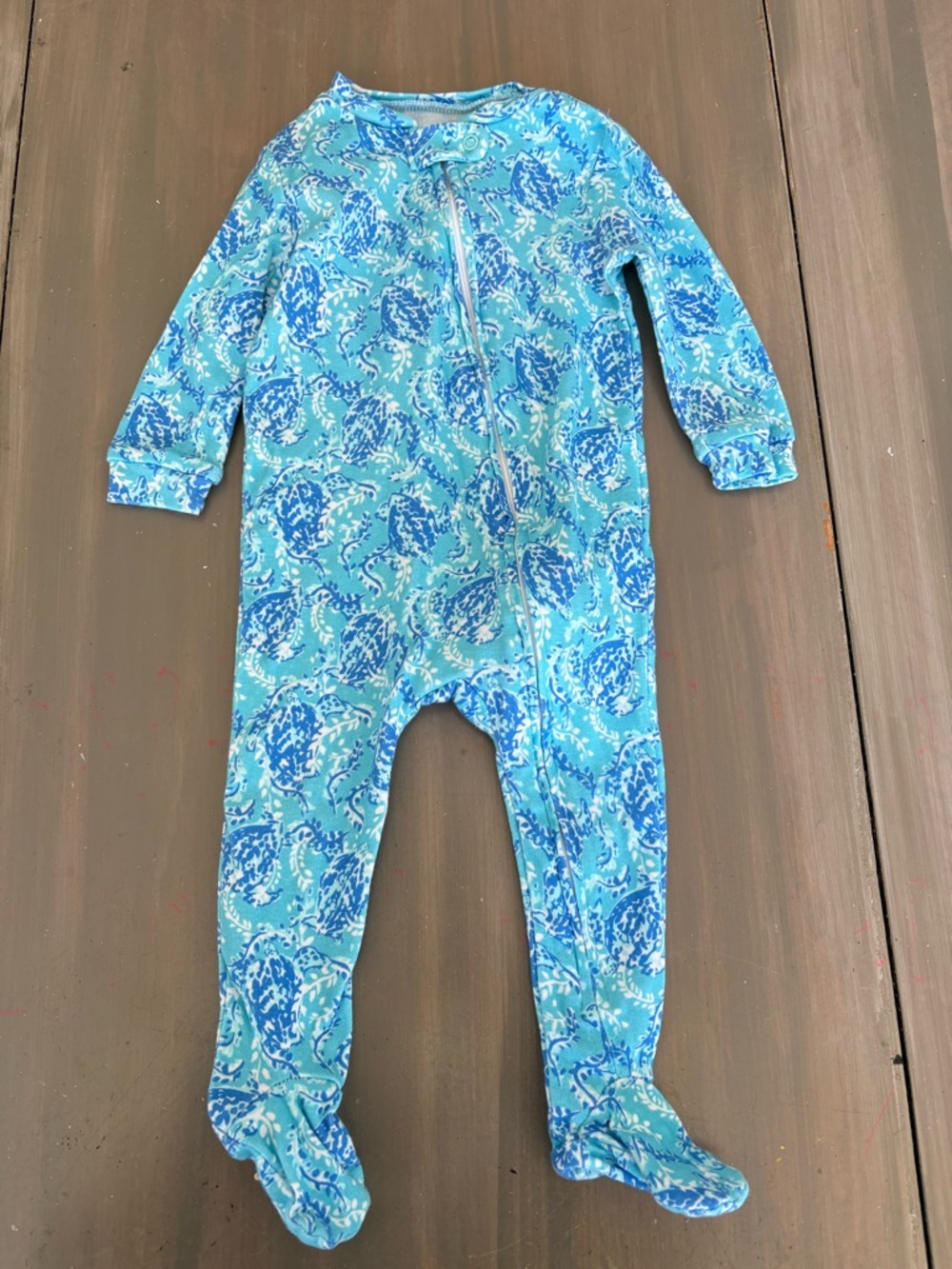 Lilly Pulitzer x pottery barn Blue Printed Footed One-Piece Pajamas